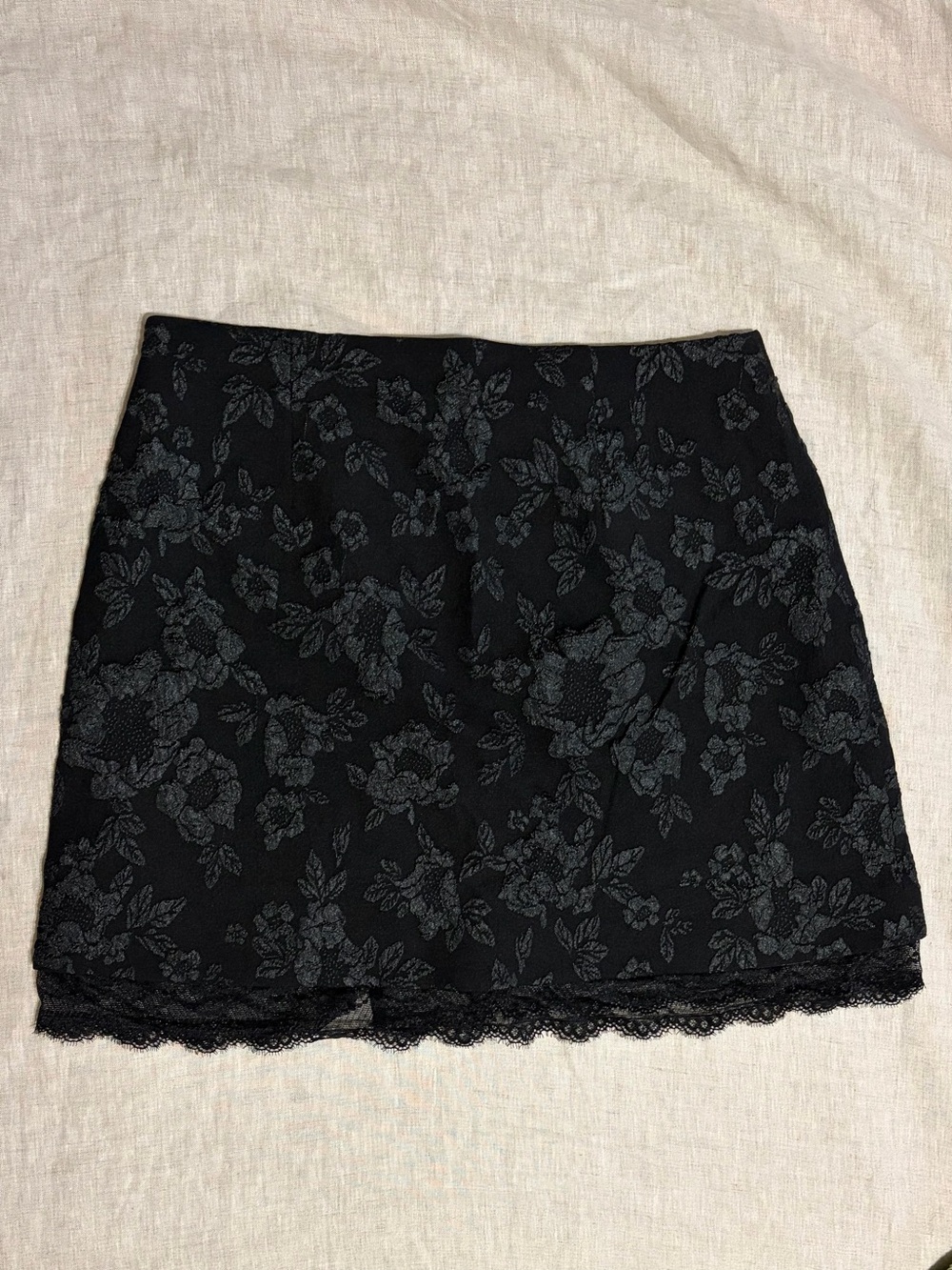 bebe Black Floral Jacquard Lace-Trim Top & Mini Skirt Set - Picture 6 of 6